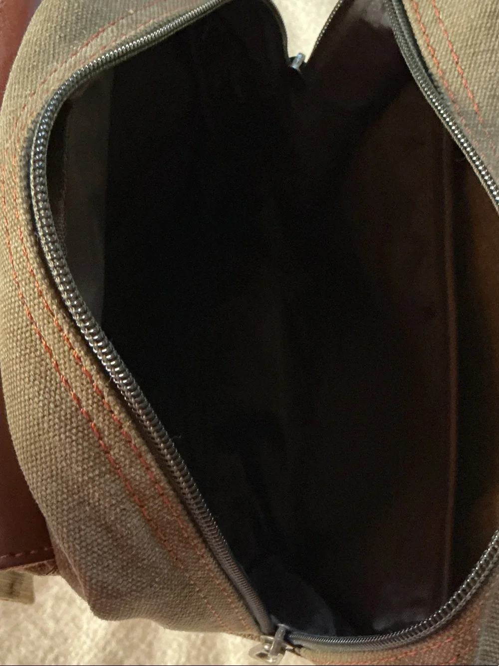 Classic Olive Canvas Messenger with Brown Leather Flap